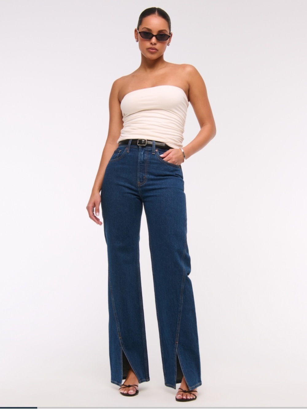 Abercrombie & Fitch Women's Straight Leg Jeans - Classic Blue Denim